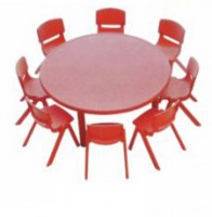 Kırmızı Renkli Yuvarlak Anaokulu Masası